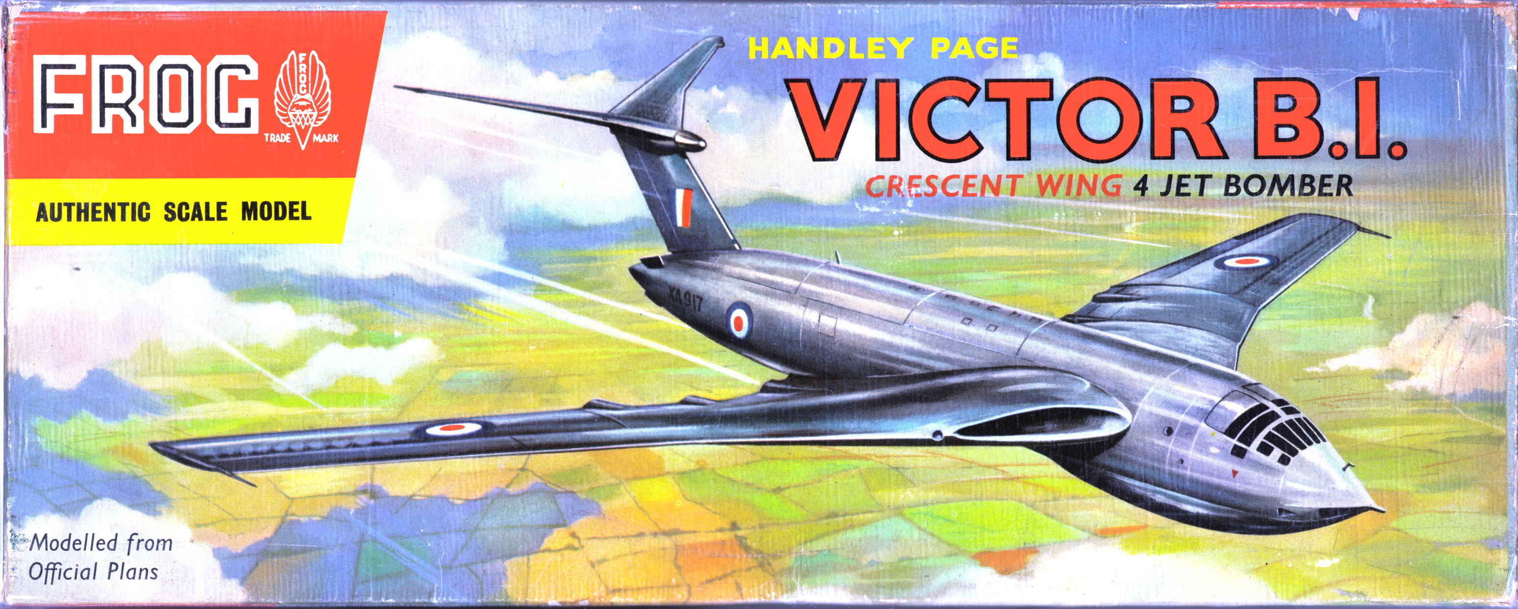 Верх коробки FROG 355P Handley Page Victor B.I crescent wing 4 jet bomber, International Model Aircraft, 1958